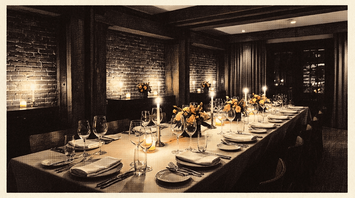 Private dining room set for an event