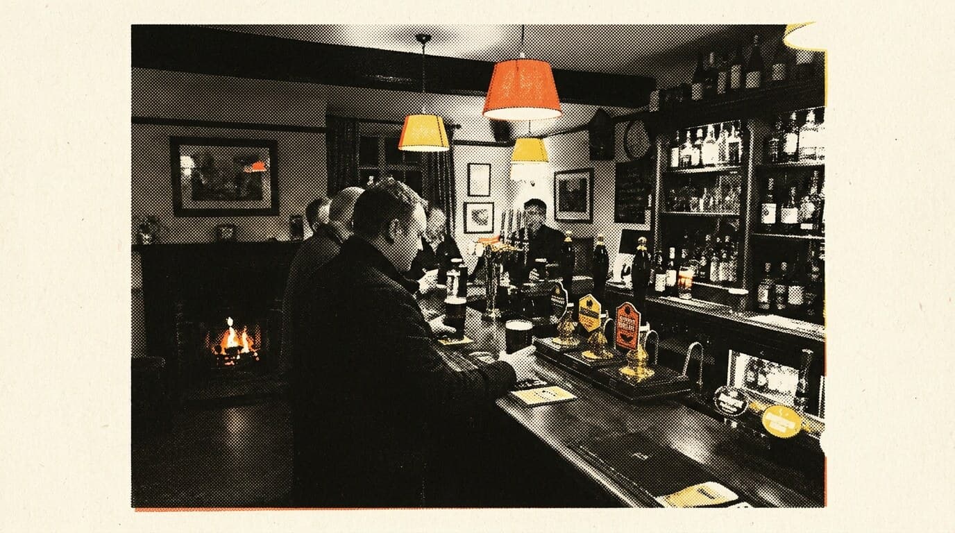 The interior of a traditional British pub
